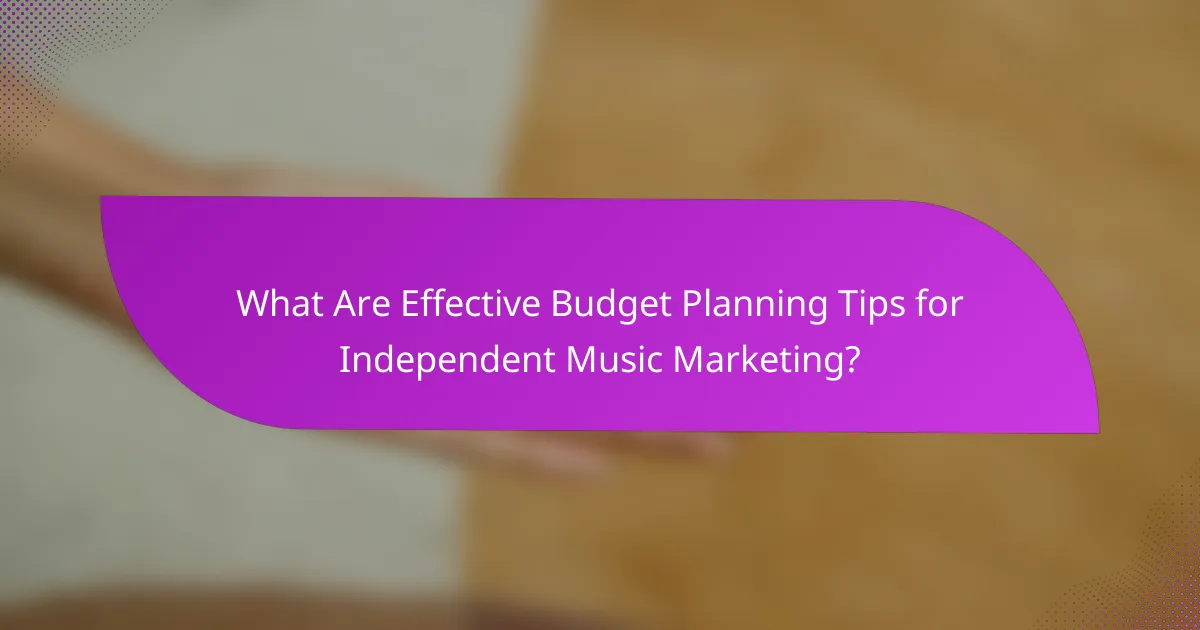What Are Effective Budget Planning Tips for Independent Music Marketing?
